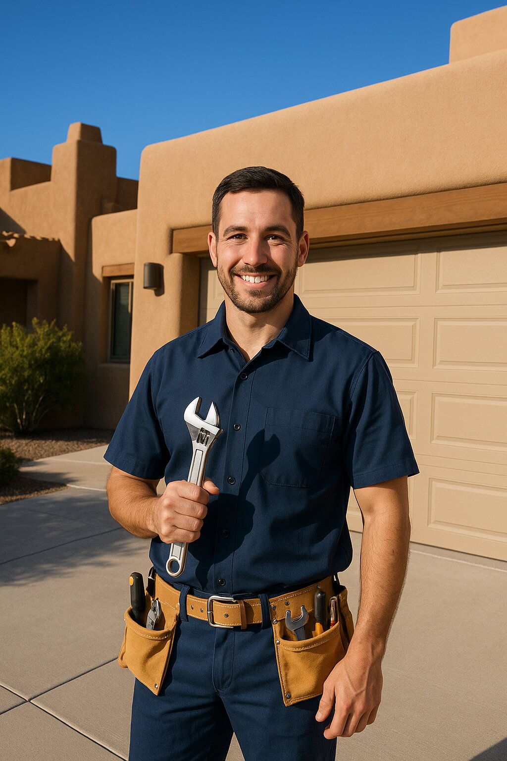Albuquerque garage door repair technician at a residential home